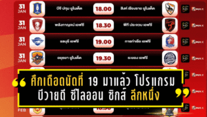 ศึกเดือดนัดที่ 19 มาแล้ว! โปรแกรม บีวายดี ซีไลออน ซิกส์ ลีกหนึ่ง 2025/26 ยิงยาว 31 ม.ค.-1 ก.พ. 2569 คู่ไหนห้ามพลาด เช็กเวลาเตะครบทุกสนาม