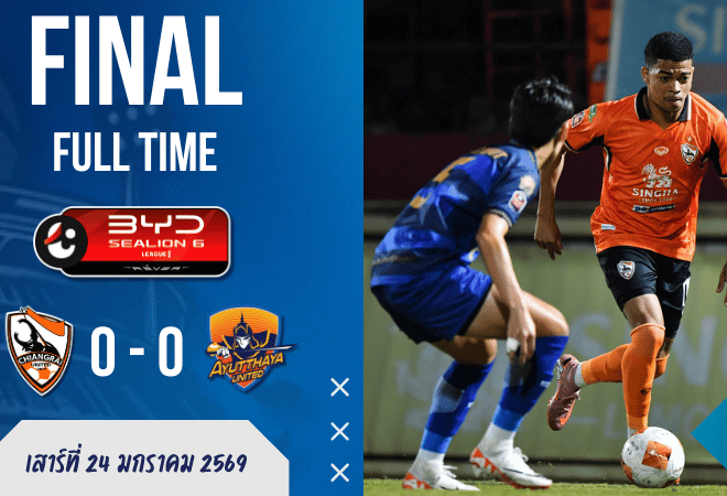 กว่างโซ้งเครียด จุดโทษพลาด! เชียงราย ยูไนเต็ด เจ๊า อยุธยา ยูไนเต็ด 0-0 ศึก BYD SEALION 6 ลีกหนึ่ง ผลบอลสด สไตล์ บ้านผลบอล