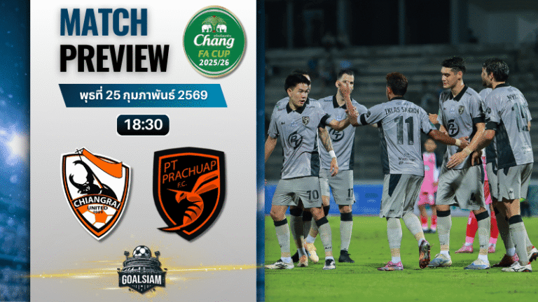 วิเคราะห์บอล ช้างเอฟเอ คัพ : เชียงราย ยูไนเต็ด พบ ประจวบ เอฟซี 25/2/69