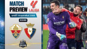 วิเคราะห์บอล ลาลีกา สเปน : เอลเช่ พบกับ โอซาซูน่า 13/2/69