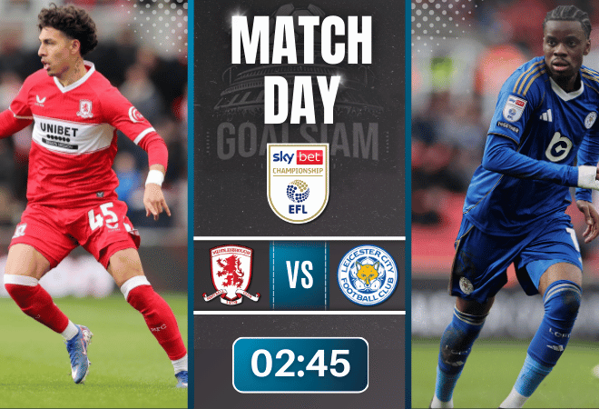 ดูบอลออนไลน์ แชมเปี้ยนชิพ อังกฤษ ถ่ายทอดสด มิดเดิ้ลสโบรช์ พบกับ เลสเตอร์ ซิตี้ 24/2/69