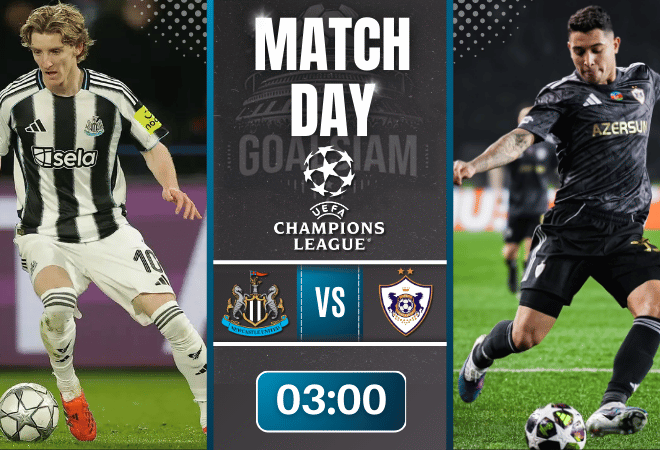 ดูบอลออนไลน์ ยูฟ่า แชมเปี้ยนส์ ลีก ถ่ายทอดสด นิวคาสเซิ่ล พบกับ การาบัค 24/2/69