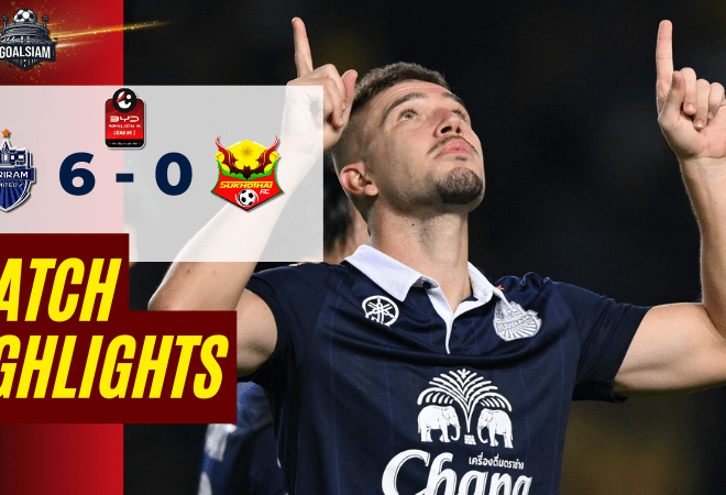 ไฮไลท์บอลวันนี้ BYD SEALION 6 ลีกหนึ่ง 2025/26 บุรีรัมย์ ยูไนเต็ด พบกับ สุโขทัย เอฟซี 21/2/69