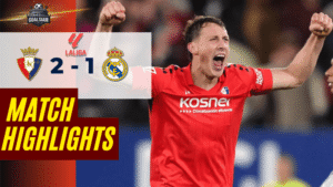 ไฮไลท์บอลวันนี้ ลาลีกา สเปน 2025/26 โอซาซูน่า พบกับ เรอัล มาดริด 21/2/69