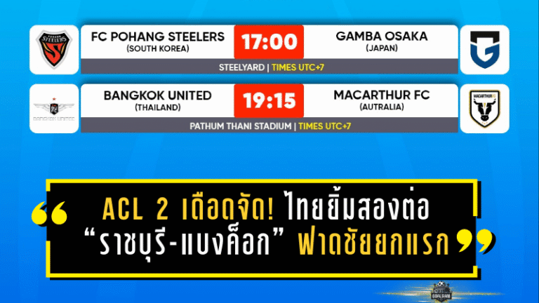 ACL 2 เดือดจัด! ไทยยิ้มสองต่อ “ราชบุรี-แบงค็อก” ฟาดชัยยกแรก ลุ้นต่อเลกสองชี้ชะตาเข้ารอบ 16 ทีม