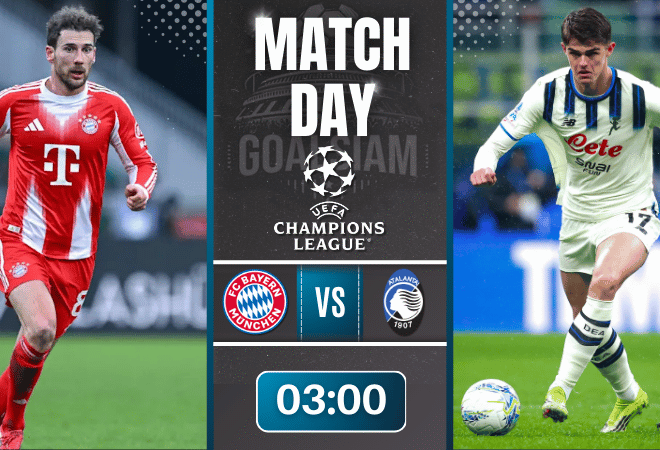 ดูบอลออนไลน์ ยูฟ่า แชมเปี้ยนส์ ลีก ถ่ายทอดสด บาเยิร์น มิวนิค พบ อตาลันต้า 18/3/69