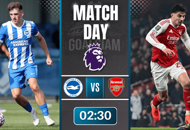 ดูบอลออนไลน์ พรีเมียร์ลีก อังกฤษ ถ่ายทอดสด ไบรท์ตัน พบกับ อาร์เซนอล 4/3/69