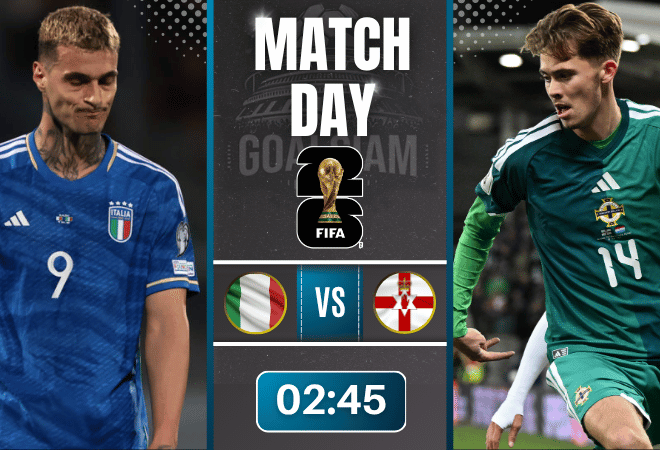 ดูบอลออนไลน์ ฟุตบอลโลก 2026 รอบคัดเลือก โซนยุโรป ถ่ายทอดสด อิตาลี พบ ไอร์แลนด์เหนือ 26/3/69