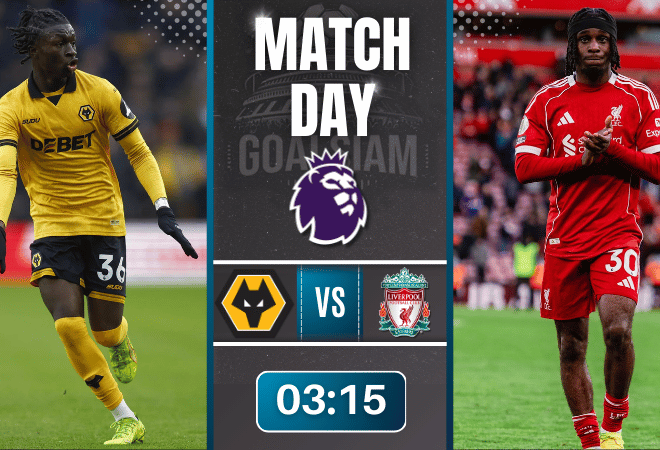 ดูบอลออนไลน์ พรีเมียร์ลีก อังกฤษ ถ่ายทอดสด วูล์ฟแฮมป์ตัน พบกับ ลิเวอร์พูล 3/3/69