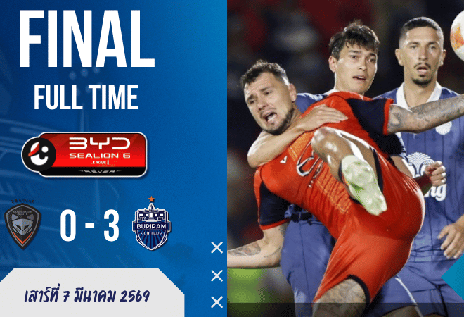 ผลบอลสด ไทยลีก นครราชสีมา 0-3 บุรีรัมย์ – ปราสาทสายฟ้าสอนบอลโคราชคาบ้าน เกมนี้ไม่ได้มาเล่น ๆ แต่มาเก็บแต้มแบบคนละชั้น