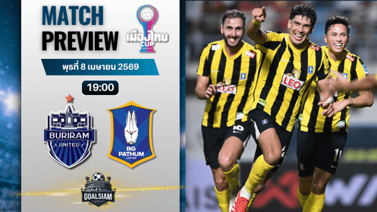 วิเคราะห์บอล บุรีรัมย์ ยูไนเต็ด พบ บีจี ปทุม ยูไนเต็ด | เมืองไทย คัพ พร้อมอัปเดตผลบอลสด