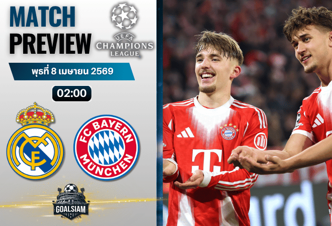 วิเคราะห์บอล เรอัล มาดริด พบ บาเยิร์น มิวนิค | ยูฟ่า แชมเปี้ยนส์ ลีก พร้อมอัปเดตผลบอลสด