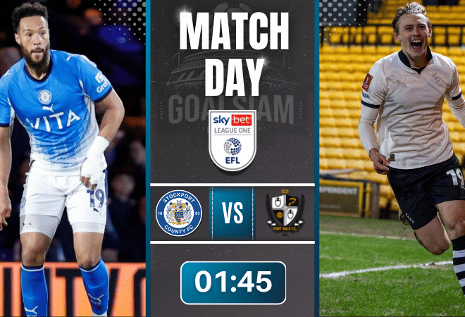 ดูบอลออนไลน์ ลีก วัน อังกฤษ ถ่ายทอดสด สต็อคพอร์ท พบ พอร์ท เวล 28/4/69