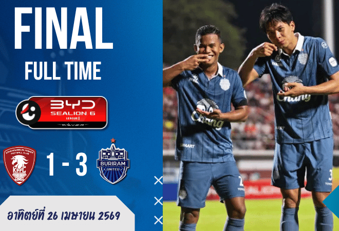 ผลบอลสดไทยลีกเดือด! บุรีรัมย์พลิกนรกบุกขย้ำพลังกาญจน์ 3-1 เกมนี้บอกเลยครึ่งหลังคนละหนัง