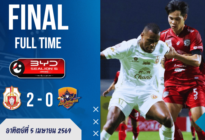 ผลบอลสด ไทยลีก : ลำพูนไม่พูดเยอะ! แอมลาปาโขกสองดอกสั่งสอนอยุธยา 2-0 บ้านผลบอลเกมนี้มีใบแดงเป็นเครื่องเคียง