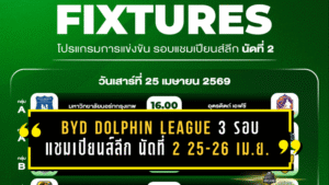 BYD DOLPHIN LEAGUE 3 เดือดต่อเนื่อง โปรแกรมรอบแชมเปียนส์ลีก นัดที่ 2 วันที่ 25-26 เมษายน 2569 ใครพลาดมีสิทธิ์เสียหายทันที