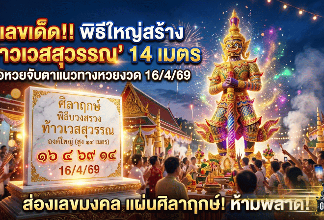 GOALSIAM พาส่อง เลขเด็ด แผ่นศิลาฤกษ์ พิธีใหญ่สร้างท้าวเวสสุวรรณสูงกว่า 14 เมตร คอหวยจับตาแนวทางหวยงวด 16/4/69