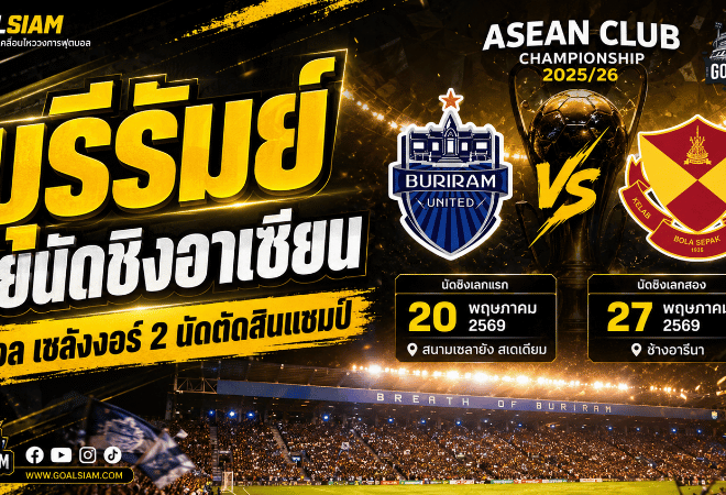 บุรีรัมย์ดวลเซลังงอร์นัดชิงสโมสรอาเซียน ลุ้นป้องกันแชมป์เพื่อเพิ่มโควตาทีมไทยซีซั่นหน้า