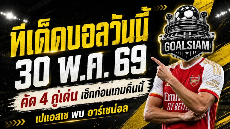 ทีเด็ดบอลวันนี้ 30 พฤษภาคม 2569 GOALSIAM ชี้ 4 มุมคมบอลยุโรป อ่านให้ขาดก่อนเกมใหญ่ เปแอสเช ดวล อาร์เซน่อล