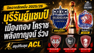 ปิดฉากลีกหนึ่งเดือด 2025/26 บุรีรัมย์ผงาดแชมป์ เมืองทอง โคราช พลังกาญจน์ ร่วงชั้น