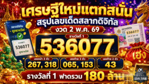 เศรษฐีใหม่แตกสนั่น GOALSIAM สรุปเลขเด็ดสลากดิจิทัล งวด 2 พ.ค. 69 รางวัลที่ 1 ฟาดรวม 180 ล้าน