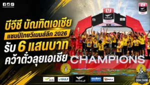 บีจีซี-บัณฑิตเอเซีย เถลิงแชมป์ไทยวีเมนส์ลีก 2026 ไร้พ่ายทั้งฤดูกาล รับ 6 แสนพร้อมตั๋วลุยเอเชีย