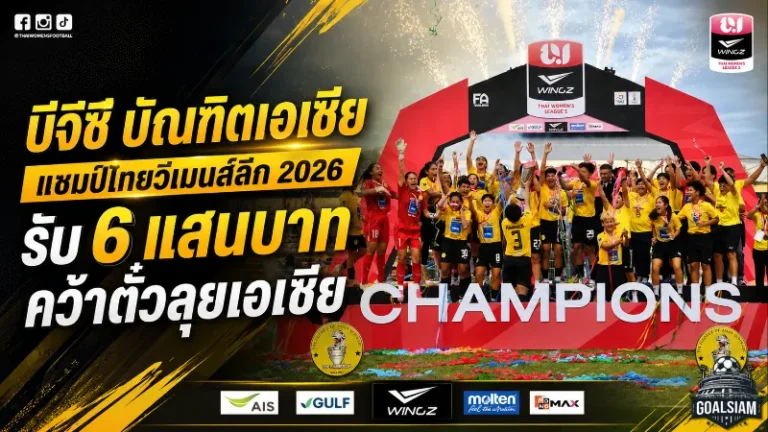 บีจีซี-บัณฑิตเอเซีย เถลิงแชมป์ไทยวีเมนส์ลีก 2026 ไร้พ่ายทั้งฤดูกาล รับ 6 แสนพร้อมตั๋วลุยเอเชีย