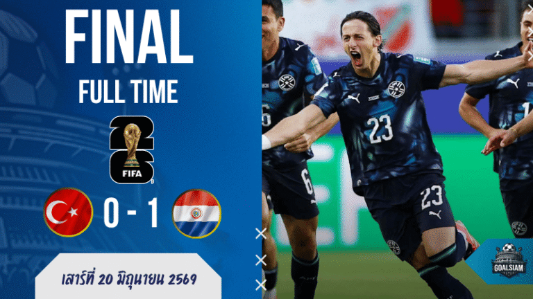 ผลบอลสด FIFA World Cup ตุรกี พบ ปารากวัย 20 มิ.ย. 69