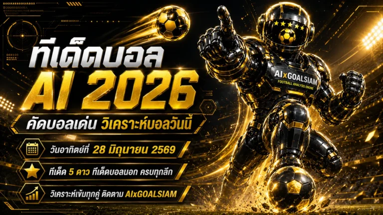 ทีเด็ดบอล AI 2026 วันที่ 28 มิถุนายน 2569: โพยวิเคราะห์เข้มจาก AIxGOALSIAM อ่านก่อนเกม เช็กทรงบอลให้ครบทุกลีก