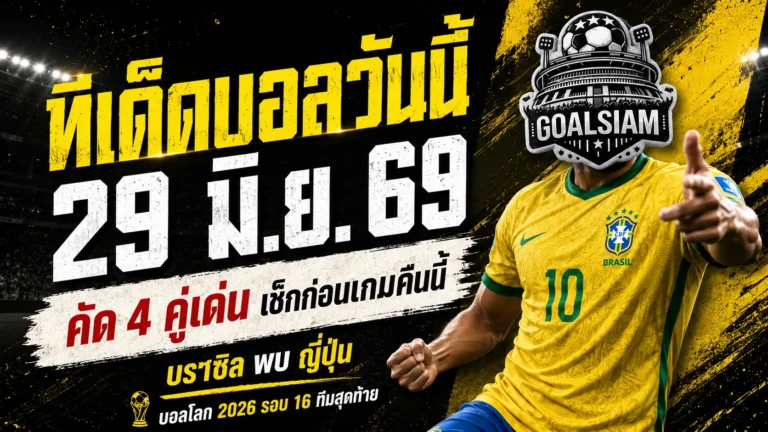 ทีเด็ดบอลวันนี้ 29 มิถุนายน 2569 เปิด 4 ทรรศนะเดือดก่อนเกม ใครไม่เช็กก่อนถือว่าประมาทสนาม