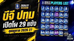 บีจี ปทุมฯ เปิดโผ 29 ขุนพลล่าแชมป์ ซีซั่น 2026/27 จัดทัพแน่นพร้อมรบ 4 สมรภูมิ