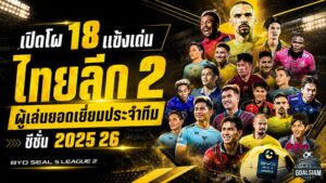 เปิดโผ 18 แข้งยอดเยี่ยม ไทยลีก 2 ฤดูกาล 2025/26 ผลโหวตแฟนบอลชี้ชัด ตัวเด่นครบทุกสโมสร