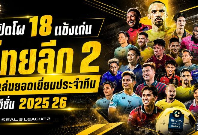 เปิดโผ 18 แข้งยอดเยี่ยม ไทยลีก 2 ฤดูกาล 2025/26 ผลโหวตแฟนบอลชี้ชัด ตัวเด่นครบทุกสโมสร