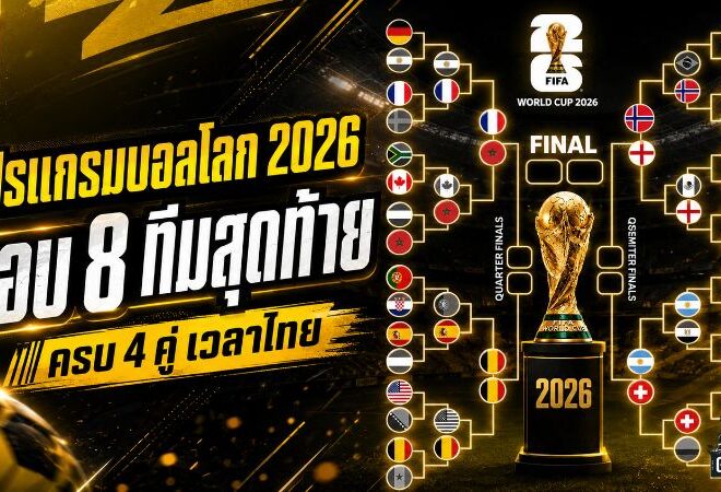 โปรแกรมบอลโลก 2026 รอบ 8 ทีมสุดท้าย เวลาไทย ครบ 4 คู่ เดือดทุกสนาม