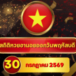 เปิดโผตัวร้อน! สถิติหวยฮานอยวันนี้ 30 กรกฎาคม 2569 เลขเด่นขยับแรง เช็กหวยฮานอยย้อนหลัง 30 วัน ครบ 4 รอบกับ GOALSIAM