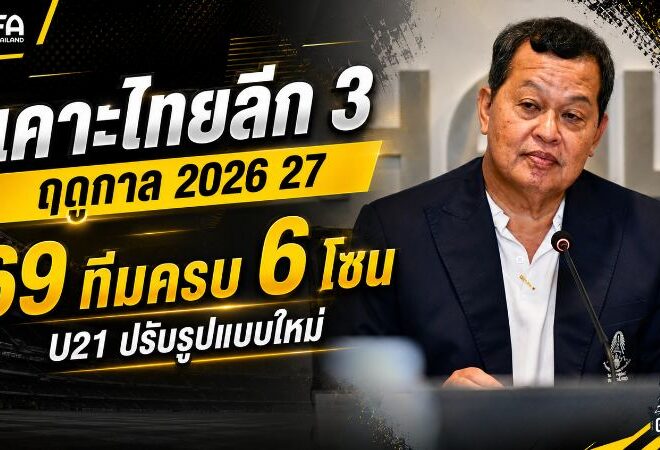 สภากรรมการเคาะไทยลีก 3 ซีซั่น 2026/27 ครบ 69 สโมสร แบ่ง 6 โซน พร้อมปรับโฉมลีก U21 เดือดกว่าเดิม