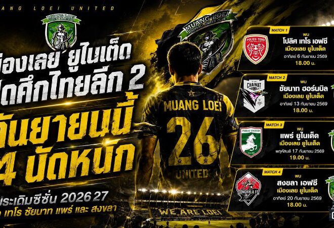 เมืองเลย ยูไนเต็ด เปิดฉากเดือด ไทยลีก 2 กันยายนนี้ เจอศึกหนัก 4 นัดใน 15 วัน