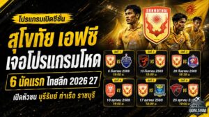 เปิดหัวชนแชมป์เก่า! สุโขทัย เอฟซี เจอโปรแกรมโหด 6 นัดแรก ไทยลีก 2026/27