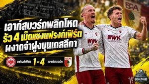 เอาก์สบวร์กระเบิดครึ่งหลัง! รัว 4 เม็ดแซงแฟรงก์เฟิร์ต 4-1 ผงาดจ่าฝูงบุนเดสลีกา