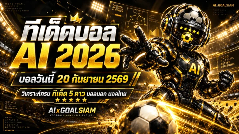 ทีเด็ดบอล AI 2026 วันนี้ 20 กันยายน 2569 เช็กมุมวิเคราะห์ครบทุกลีกก่อนเกมกับ AIxGOALSIAM