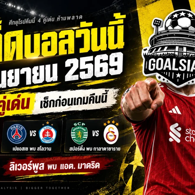 ทีเด็ดบอลวันนี้ 9 กันยายน 2569 คัด 4 ตัวเต็ง UCL เน้นๆ ลิเวอร์พูล อาร์เซน่อล นำทัพ ห้ามเลื่อนผ่าน