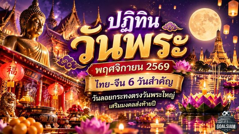 วันพระพฤศจิกายน 2569 มาแล้ว! เปิดปฏิทินวันพระไทย-จีน 6 วันสำคัญ สายบุญห้ามพลาด วันลอยกระทงตรงวันพระใหญ่ เสริมมงคลส่งท้ายปี