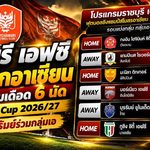 ราชบุรี เอฟซี เปิดศึกอาเซียน โปรแกรมเดือด 6 นัด Shopee Cup 2026/27 ดวลบุรีรัมย์ร่วมกลุ่มเอ