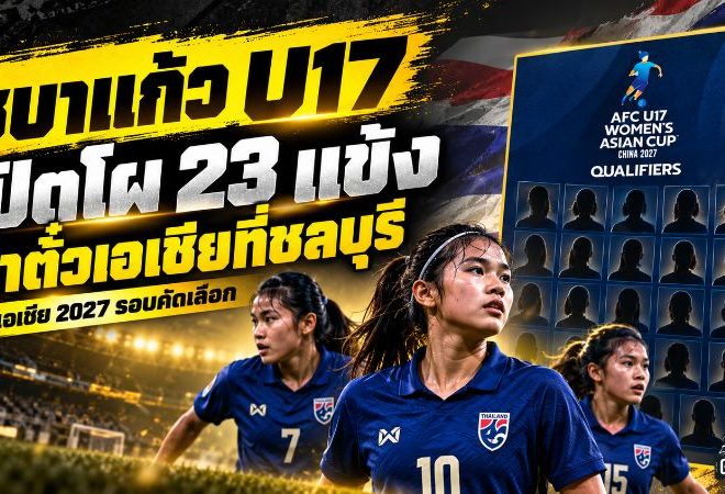 ชบาแก้ว U17 เปิดโผ 23 แข้งล่าตั๋วเอเชีย ดวล 3 นัดที่ชลบุรี ภารกิจเดียวแชมป์กลุ่ม