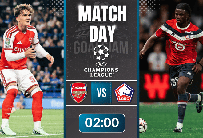 ดูบอลออนไลน์ ยูฟ่า แชมเปี้ยนส์ ลีก อาร์เซนอล พบกับ ลีลล์ 13/10/69